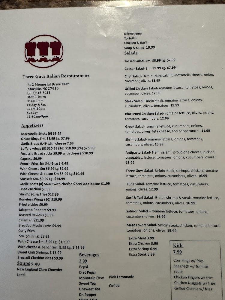 Three Guys Italian Ahoskie NC Menu image 4